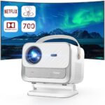 【Official Neflix & Dolby 20W Speakers】 Projector with WiFi6 & Bluetooth 5.2, YABER 700ANSI Lumens Native 1080P Portable Movie Projector, Auto Focus & Keystone Theater Smart Outdoor Projector with Apps