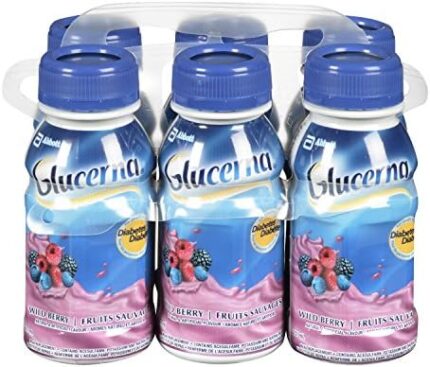 Glucerna Nutritional Drink, Meal Replacement Shakes, Complete, Balanced Nutrition For People With Diabetes, Mixed Berry, 6 x 237-mL Bottles