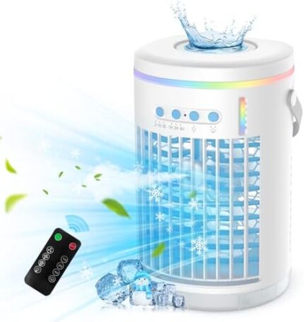 Portable Air Conditioners, 1400ML Mini Air Conditioner Evaporative Personal Cooler Humidifier with Remote, 3 Speeds Mini AC Desktop Cooling Fan for Home Office Bedroom