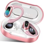 Wireless Earbuds, 2024 Bluetooth 5.3 Headphones Sport, Bluetooth Earbuds with ENC Noise Canceling Mic, 50H Stereo Wireless Headphones IP7 Waterproof Earbuds with Earhooks for Running/Workout Rose Gold