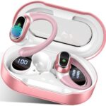 Wireless Earbuds, 2024 Bluetooth 5.3 Headphones Sport, Bluetooth Earbuds with ENC Noise Canceling Mic, 50H Stereo Wireless Headphones IP7 Waterproof Earbuds with Earhooks for Running/Workout Rose Gold