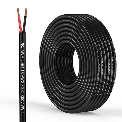 18 Gauge 2 Conductor Electrical Wire 18AWG Electrical Wire Stranded PVC Cord Oxygen-free copper Cable 32.8FT/10M Flexible Low Voltage LED Cable for LED Strips Lamps Lighting Automotive(18/2AWG-32.8FT)