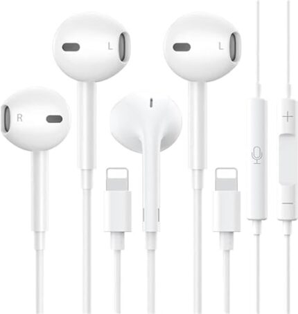 2 Pack-Apple Earbuds for iPhone Headphones Wired Lightning Earphones [Apple MFi Certified] Built-in Microphone & Volume Control Headsets Compatible with iPhone 14/13/12/11/XR/XS/X/8/7/SE/Pro/Pro Max