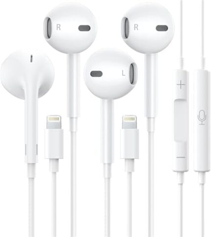 2 Pack-Apple Earbuds/iPhone Headphones/Lightning [Apple MFi Certified] Wired Earphones Built-in Microphone & Volume Control Compatible with iPhone 14/13/12/11/8/Pro Max/X/7, Support All iOS System