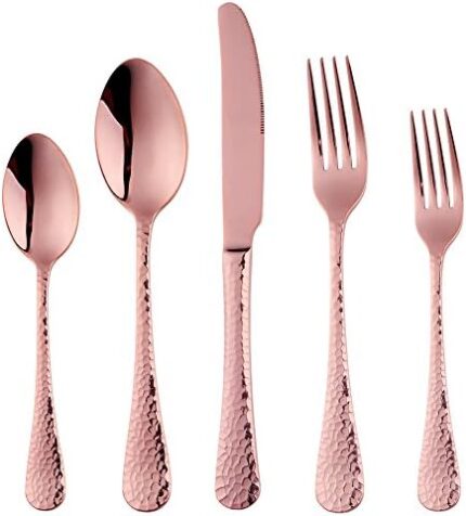 20-Piece Rose Gold Flatware Silverware Set, Bisda Stainless Steel Cutlery Sets, Multipurpose Use for Home, Kitchen, Restaurant, Hotel Tableware Utensil Service for 4