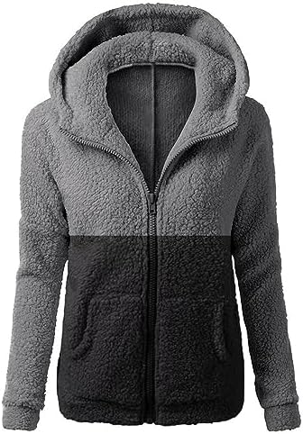 2023 Fashion Fall Winter Coats For Women Lightweight Fleece Sherpa Jacket With Hood Zip Up Hoodies Outwear Pocket