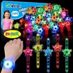 24 Pack LED Light Up Fidget Spinner Bracelets Party Favors for Kids 4-8 8-12, Glow in The Dark Party Supplies, back to school gift for students, Return Gifts for Kids Birthday Halloween Classroom