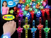 24 Pack LED Light Up Fidget Spinner Bracelets Party Favors for Kids 4-8 8-12, Glow in The Dark Party Supplies, back to school gift for students, Return Gifts for Kids Birthday Halloween Classroom