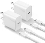 2Pack Apple Certified iPhone Charger Fast Charging, 20W PD USB C Wall Charger Block with Type C to Lightning Cable 6ft Compatible with iPhone 14/14 Plus/13 Pro Max/12/12 Pro/11/iPad