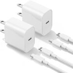 2Pack Apple Certified iPhone Charger Fast Charging, 20W PD USB C Wall Charger Block with Type C to Lightning Cable 6ft Compatible with iPhone 14/14 Plus/13 Pro Max/12/12 Pro/11/iPad