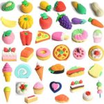 40 PCS Japanese Erasers(Fruit,Vegetable,Dessert), Bulk Kids Pencil Erasers Puzzle Eraser Toys for Classroom Rewards, Party Favors, Games Prizes, Carnivals Gift and School Supplies(Random Designs)