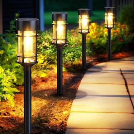 8 Pack Solar Lights Outdoor Waterproof, LED Solar Pathway Lights Decorative Solar Garden Lights Landscape Lighting for Yard, Walkway, Driveway, 3000K