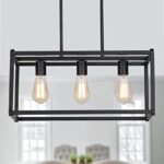 AMZASA 3-Light Black Linear Chandelier Modern Rectangle Farmhouse Dining Room Light Fixture for Kitchen Island Bar UL Listed