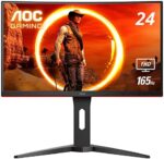 AOC C24G1A 24" Curved Frameless Gaming Monitor, FHD 1920x1080, 1500R, VA, 1ms MPRT, 165Hz (144Hz Supported), FreeSync Premium, Height Adjustable Black