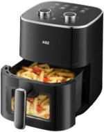 ASZ 5 qt Air Fryer with Window Black - 1400W Visual Airfryer for 2-3 people- Non-Stick, Automatic Shutoff, Fast-Easy-to-Use,Kitchen Cooker Appliance (4.7L Black Manual)