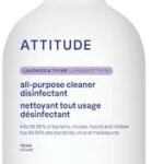 ATTITUDE All-Purpose Cleaner Disinfectant 99.99%, Eliminates Bacteria, Germs and Viruses, Multi-Surface Products, Vegan, Naturally Derived Multipurpose Cleaning Spray, Thyme and Lavender, 800 mL