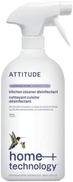 ATTITUDE Kitchen Cleaner Disinfectant 99.99%, Eliminates Bacteria, Germs and Viruses, Vegan Household Products, Lavender & Thyme, 800 ml