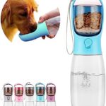 AVELORA Dog Water Bottle,Portable pet Water Bottle with Food Container,Outdoor Portable Water Dispenser for Cat,Rabbit,Puppy and Other Pets for Walking,Hiking,Travel(19oz)