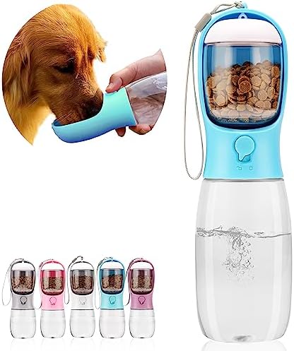 AVELORA Dog Water Bottle,Portable pet Water Bottle with Food Container,Outdoor Portable Water Dispenser for Cat,Rabbit,Puppy and Other Pets for Walking,Hiking,Travel(19oz)