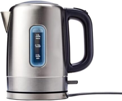 Amazon Basics Stainless Steel Portable Electric Hot Water Kettle - 1 Liter, Silver