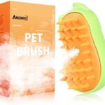 Anowbo Cat Steam Brush for Shedding Rechargeable Steamy Cat Brush Self Cleaning 3in1 Cat Hair Brush with 2Gears Cat Grooming Brush for Long and Short Hair of Cat and Dog-Green