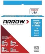 Arrow Fastener 504IP Heavy Duty T50 Staples for Upholstery, Construction, Furniture, Crafts, 1/4-Inch Leg Length, 3/8-Inch Crown Size, 5000-Pack