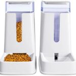 Automatic Pet Feeder Small&Medium Pets Automatic Food Feeder and Waterer Set 3.8L, Travel Supply Feeder and Water Dispenser for Dogs Cats Pets (White)