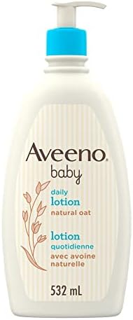 Aveeno Baby Daily Moisture Body Lotion for Delicate Skin, Natural Colloidal Oatmeal & Dimethicone, Hypoallergenic Moisturizing Baby Lotion, Fragrance-, Phthalate- & Paraben-Free, 532mL