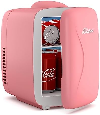 BEICHEN Mini Fridge [Upgrade], Small Fridge Rapid Cooling 4 Liter/6 Cans Skincare Fridge, Cooler and Warmer Refrigerators for Bedroom, Cosmetics, Office and Car (Pink)