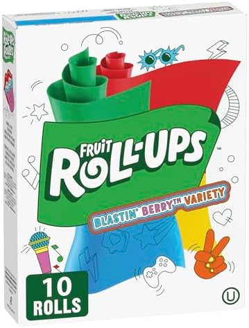 BETTY CROCKER FRUIT ROLLUPS Berry Fruit Flavoured Snacks, Pack of 10 Rolls