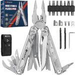 BIBURY Multitool Pliers, Stainless Steel Multi Tool Pliers with Replaceable Wire Cutters and Saw, Foldable Multitools with Scissors and Screwdriver, Ideal for Camping, Hiking, Survival, Gift for Him