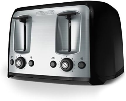 BLACK+DECKER Toaster 4 Slice, Classic Oval, Black with Stainless Steel Accents, TR1478BD