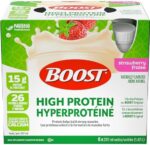 BOOST 15 g High Protein Meal Replacement Drink, Strawberry, 6x237ml, Case Pack of 4, Packaging May Vary