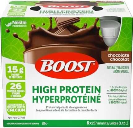 BOOST 15g Protein Meal Replacement Drink, Chocolate, 6x237ml, Case Pack of 4, Packaging May Vary