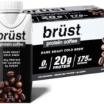 BRÜST PROTEIN COFFEE DARK ROAST - UNSWEETENED (20g Protein, 175mg Caffeine, 100 Calories) Full Bodied, Rich, and Black, 330mL, 12 Pack, Brust Cold Brew Iced Coffee - AS SEEN ON DRAGON'S DEN