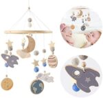 Baby Crib Mobile Wooden Wind Chime Bed Bell,Neutral Baby Crib Mobile,Baby Mobile for Crib,Handmade Baby Mobile,Space Baby Ceiling Mobile Baby Nursery Decoration Bed Bells