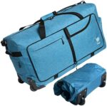 Bago Rolling Duffle Bag with Wheels - 30" 100L Foldable Weekender Bag, Waterproof Travel Duffel Bag, Heavy Duty Light Weight Duffle Bag for Traveling, Rolling Duffel Bag with Wheels (SnowBlue)