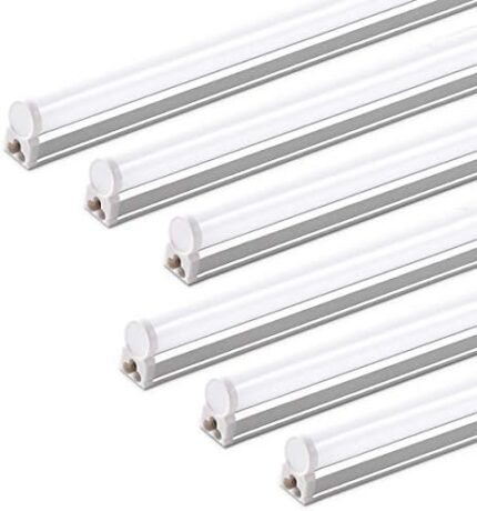 Barrina (6 Pack) T5 LED Shop Light, 2FT, 6500K (Super Bright White), Utility Shop Light, Ceiling and Under Cabinet Light, Corded Electric with Built-in ON/Off Switch