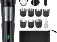 Beard Trimmer Hair Clipper for Men, All-in-One Men’s Grooming Kit with Cordless Rechargeable Hair Trimmer Nose Trimmer Electric Shaver, Stainless Steel Blades for Painless Facial & Body Hair Removal