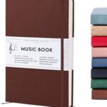 Beechmore Books Blank Sheet Music Notebook - A4 Brown 156 Thick Pages 8.2 x 11.6 inch| 10-Staff Hardcover Vegan Leather 120gsm Composition Manuscript Paper - Boxed for Gifts Writers, Musicians