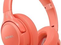 Bluetooth Headphones Over Ear,BERIBES 65H Playtime and 6 EQ Music Modes Wireless Headphones with Microphone,HiFi Stereo Foldable Lightweight Headset, Deep Bass for Home Office Outdoors Etc(Orange Red)