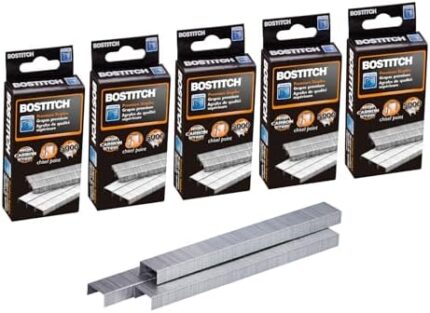 Bostitch Office Premium Standard Staples, 1/4" Length, High-Carbon Steel, 5000 Per Box, 5-Pack