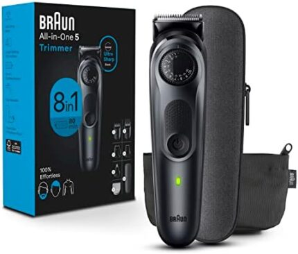 Braun All-in-One Style Kit Series 5 5471, 100% Waterproof 8-in-1 Beard & Body Trimmer for Manscaping, 80-minute Battery Cordless Runtime