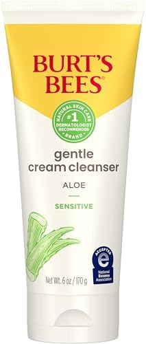 Burt's Bees Sensitive Facial Cream Cleanser Daily Face Wash for Sensitive Skin with Cotton Extract, 98.9% Natural Origin, Developed with Dermatologists, 170g, Face Cleanser