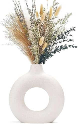 CEMABT Vases for Pampas Grass,Creative Vase Modern Home Decor,Handmade Vase White Ceramic Dried Flowers Craft Ornaments for Office Home Decoration