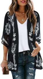 CHICALLURE Womens Summer Tops Kimono Cardigan Floral Beach Cover up Casual Jackets Shirts