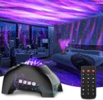 CIMELR Northern Lights Aurora Projector,Star Projector Music Bluetooth Speaker and White Noise, Galaxy Light with Remote Control,Night Light Projector for Home Decor Bedroom/Ceiling（Black）