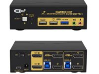 CKL 2 Port USB 3.0 KVM Switch Dual Monitor DisplayPort 1.4 4K@144Hz 8K@30Hz for 2 Computers, PC Screen Keyboard Mouse Peripheral Audio Sharing Selector Box, with All Cables (622DP-4)