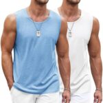 COOFANDY Casual Tank Top for Men 2 Pack Workout Gym Sleeveless Muscle Tank Shirts Bodybuilding Tee