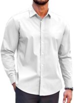 COOFANDY Men's Muscle Fit Dress Shirts Wrinkle-Free Long Sleeve Casual Button Down Shirt